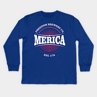 Merica Freedom Brewery Kids Long Sleeve T-Shirt